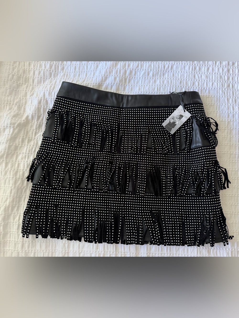 Sincerely Jules Black Studded Fringe Mini Skirt - Picture 4 of 11